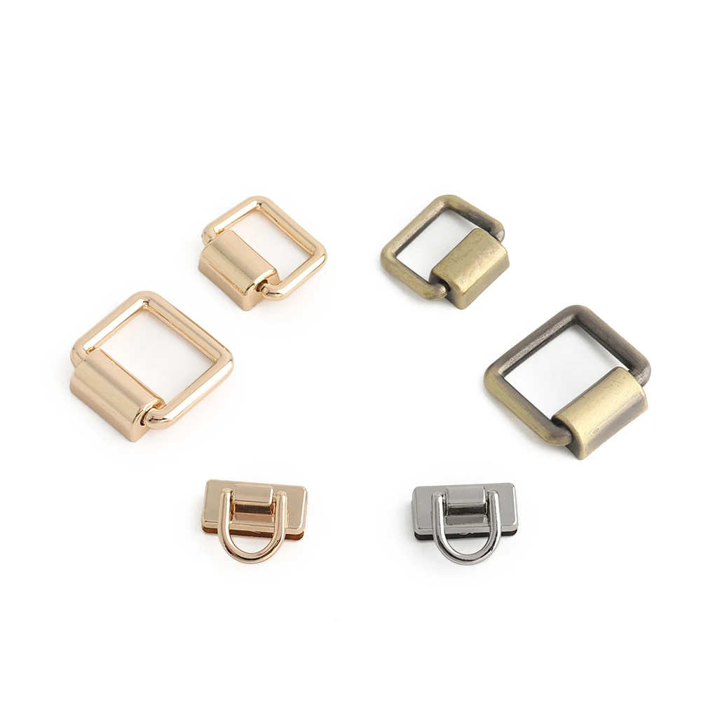 10/50/100PCS Metal Bag Side Hanger Square Ring For Handbag Strap Side Carabiner Clip Hook Chain Connector Buckle Accessories