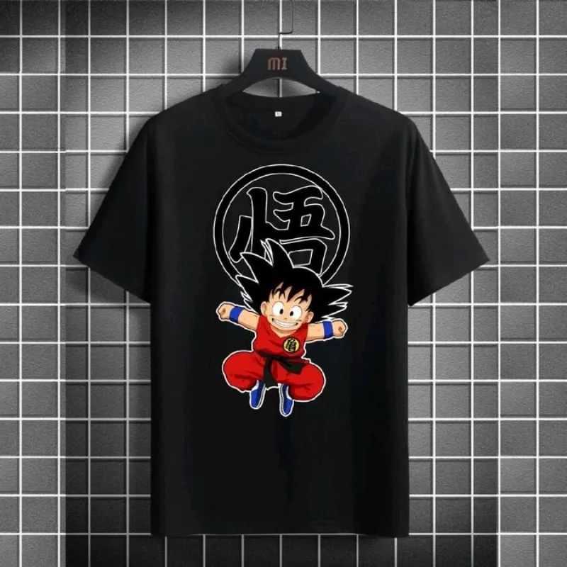 2025 sommer Dragon Ball Kindheit Goku 100 % Baumwolle Gedruckt T-shirt männer Neue Anime Gedruckt Casual Japanischen Lose Plus Größe y2k