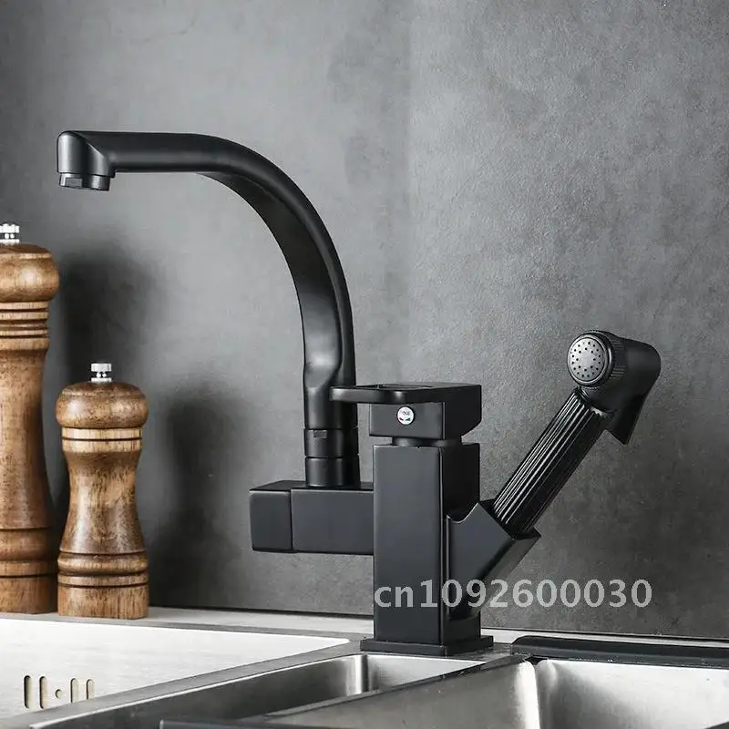 Выдвижной телескопический смеситель для кухонной раковины, универсальный распылитель с отверстиями, смеситель для горячей и холодной воды, пистолет для смешивания под давлением и одинарный