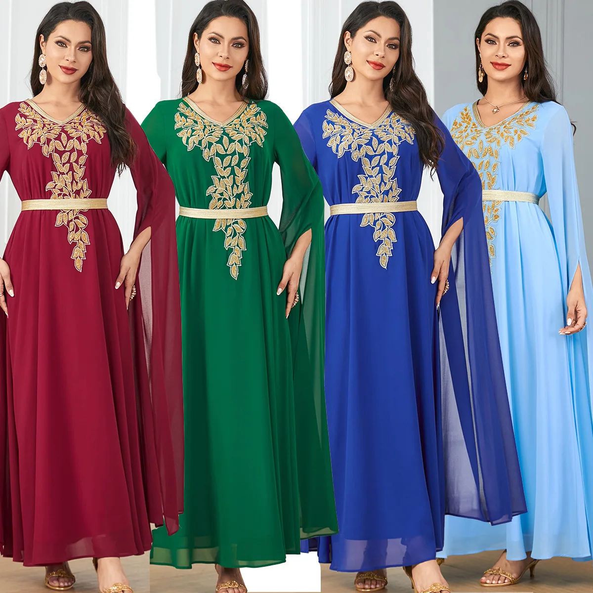 Eid Mubarak Embroidered Abayas for Women Muslim Maxi Dress Dubai Abaya Turkey Kaftan Marocain Jalabiya Femme Evening Vestidos