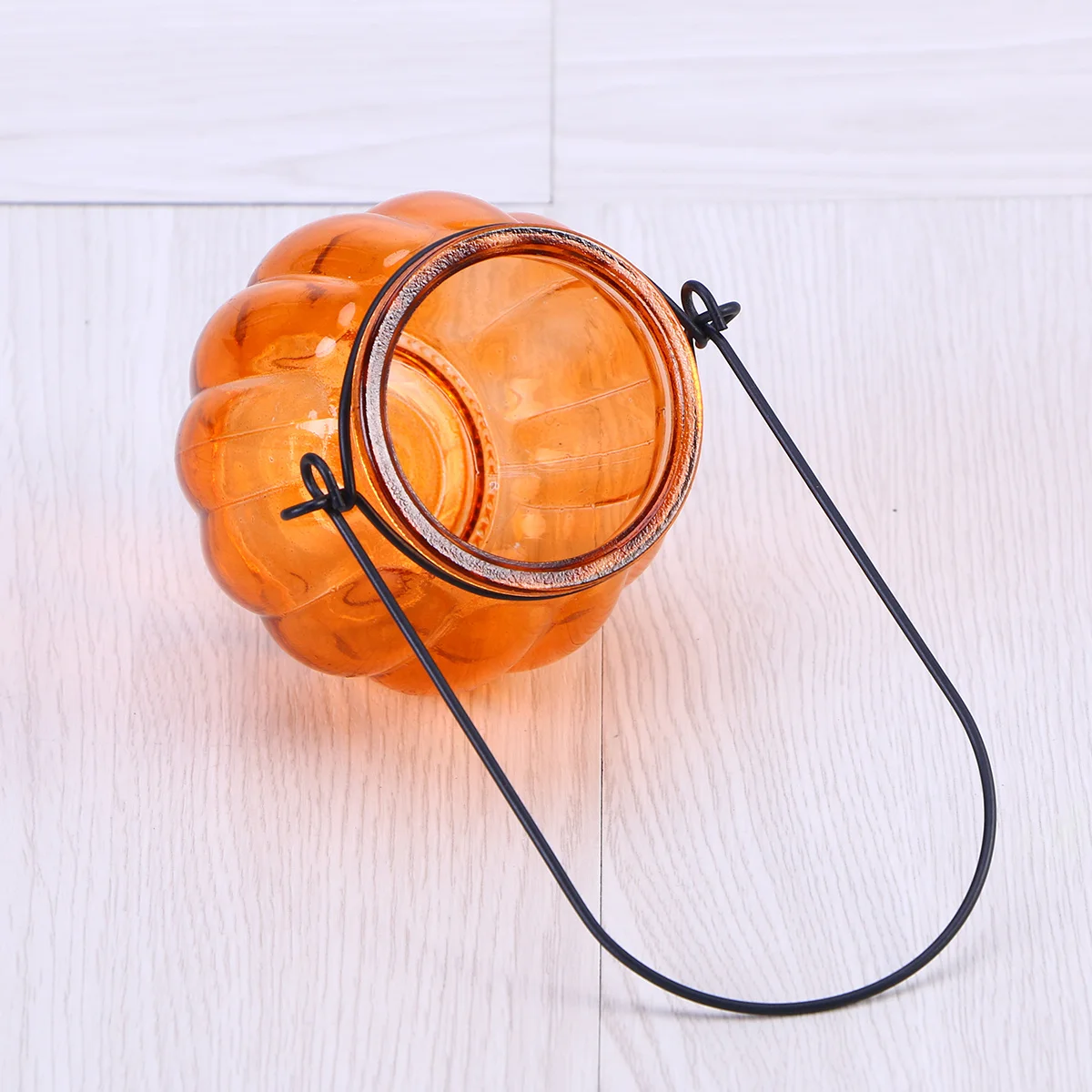 

Pumpkin Glass Holder Vintage Style Crystal Tealight Holder Orange for Wedding Proposal Party Decoration