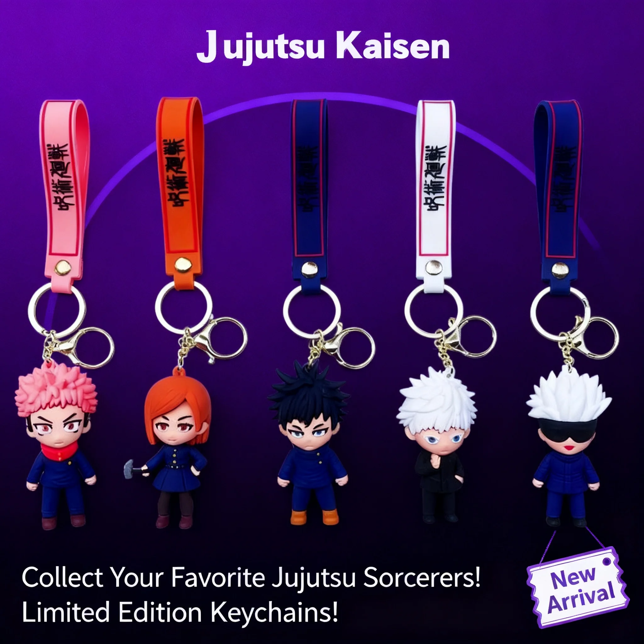 Chaveiro de Borracha Macia do Anime Japonês Jujutsu Kaisen, Figura de Yuji Itadori, Satoru Gojo e Sukuna, Acessório de Presente para Fãs