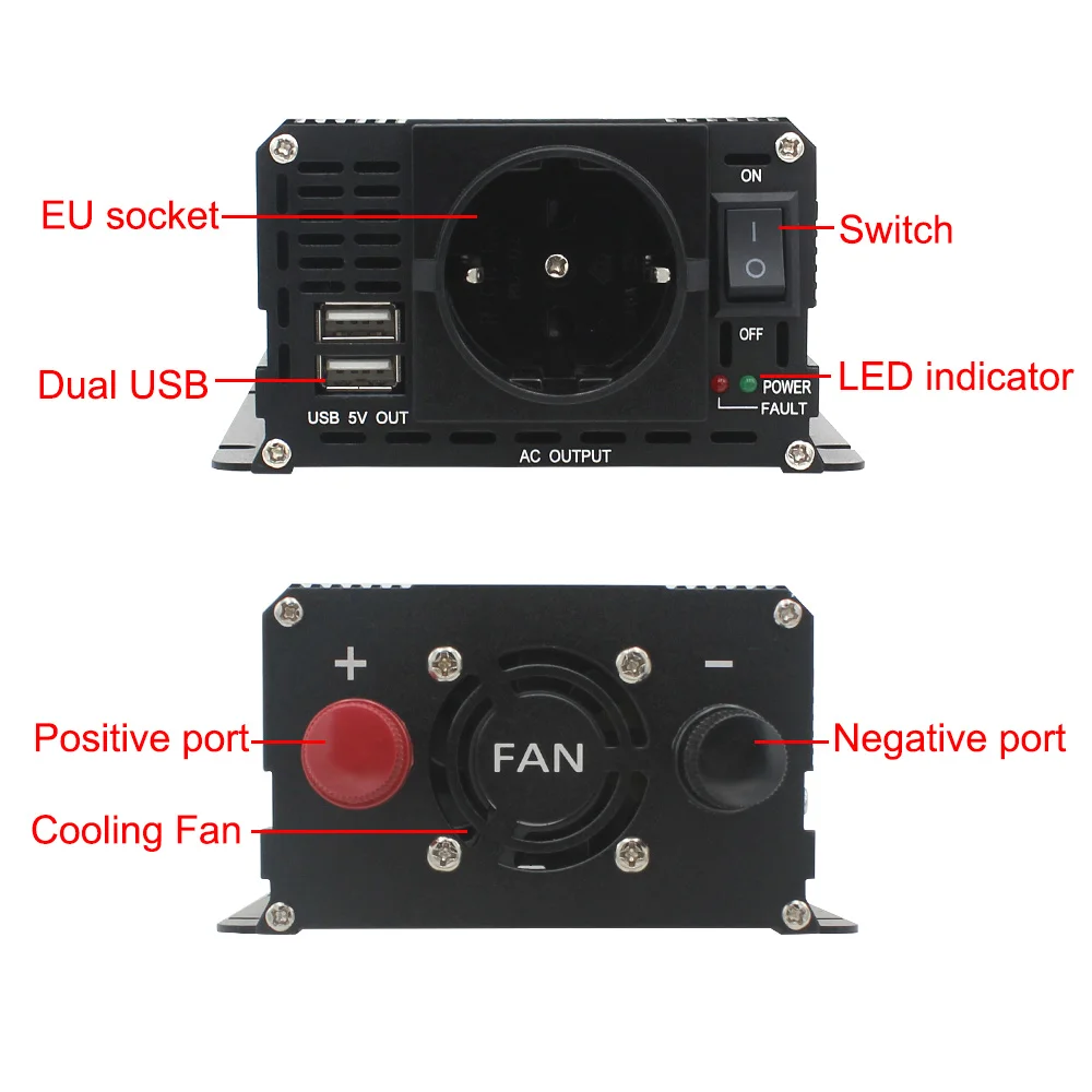 500W Car inverter DC 12V TO AC 230V 50Hz Power Converter With 3.1A Dual USB EU/Universal Socket Cigarette Lighter Plug Adapter