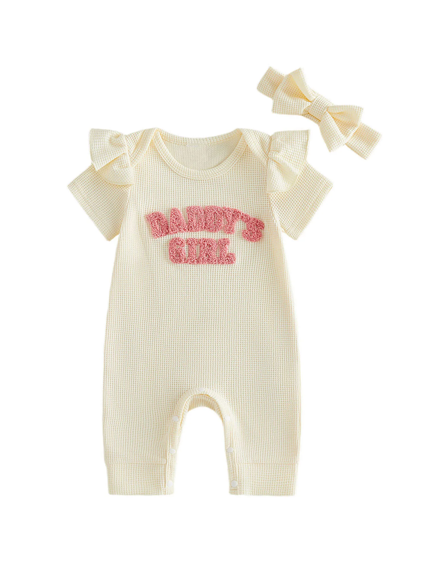 

Toddler Girls 2-Piece Outfit Sleeveless Floral Print Romper with Matching Headband for Summer Playdates and Parties