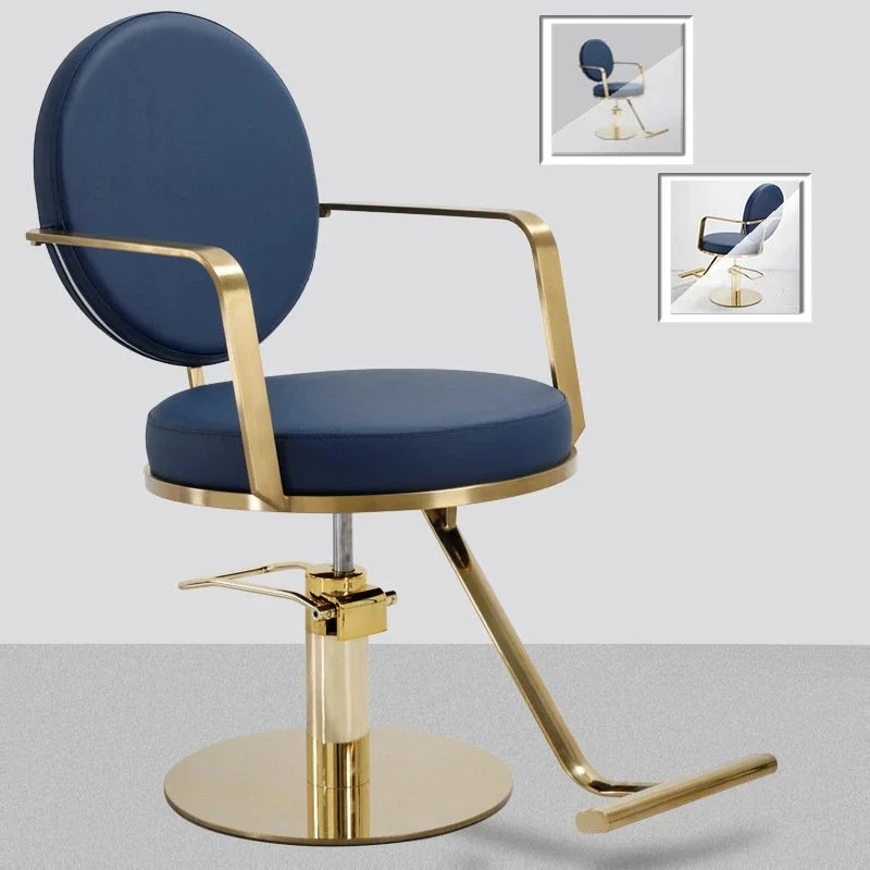 Simple Stainless Steel Barber Chairs Modern Salon Light Luxury Barber Chairs Liftable Swivel Cadeira De Barbeiro Furniture