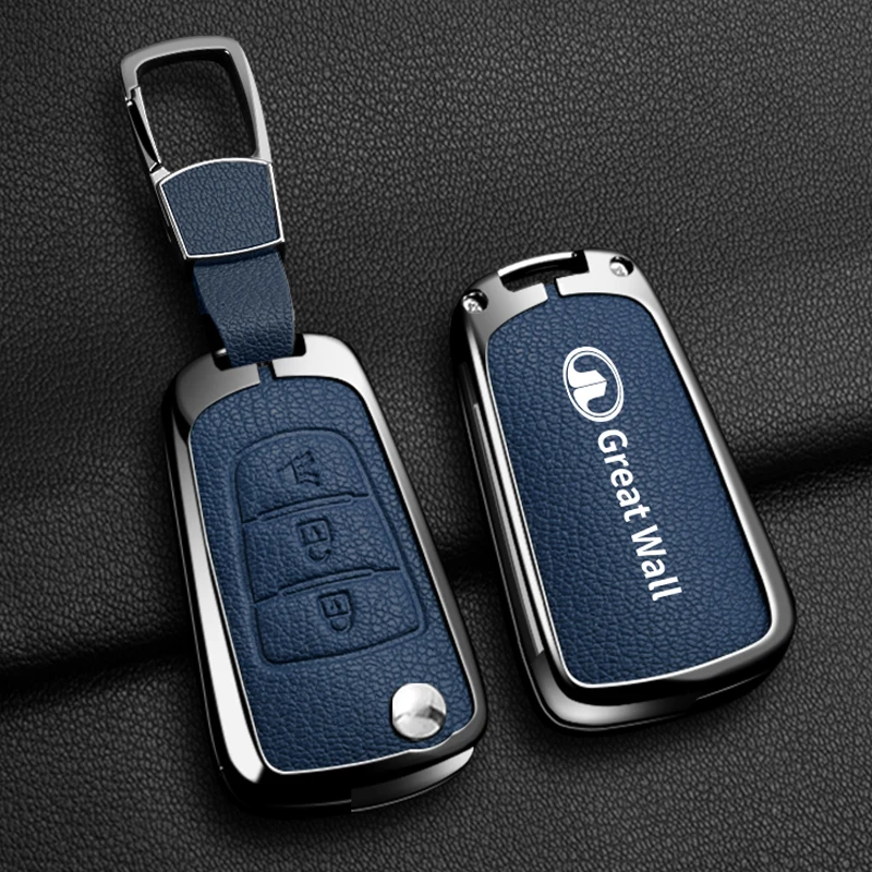 Alloy Car Key Case Cover For Great Wall Haval Hover Wingle 5 6 H3 H5 H6 H1 H3 C30 C50 M4 3Buttons Shell Bag Protector Keychain