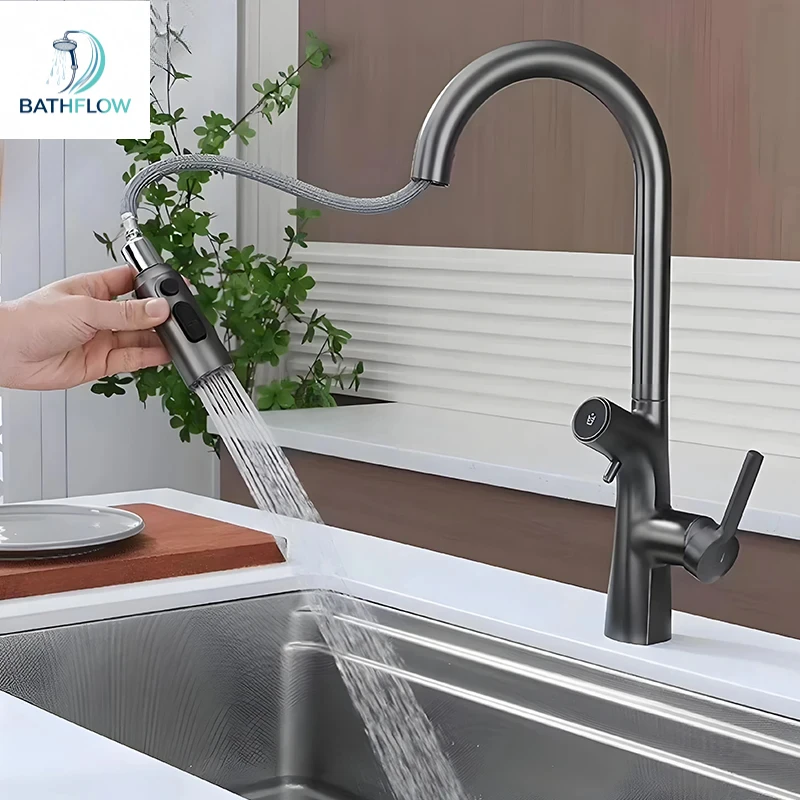 Gold Pull Out Kitchen Sink Mixer Tap Water Filter Faucet Dual Spout Pure Drinking Water Gourmet Tap