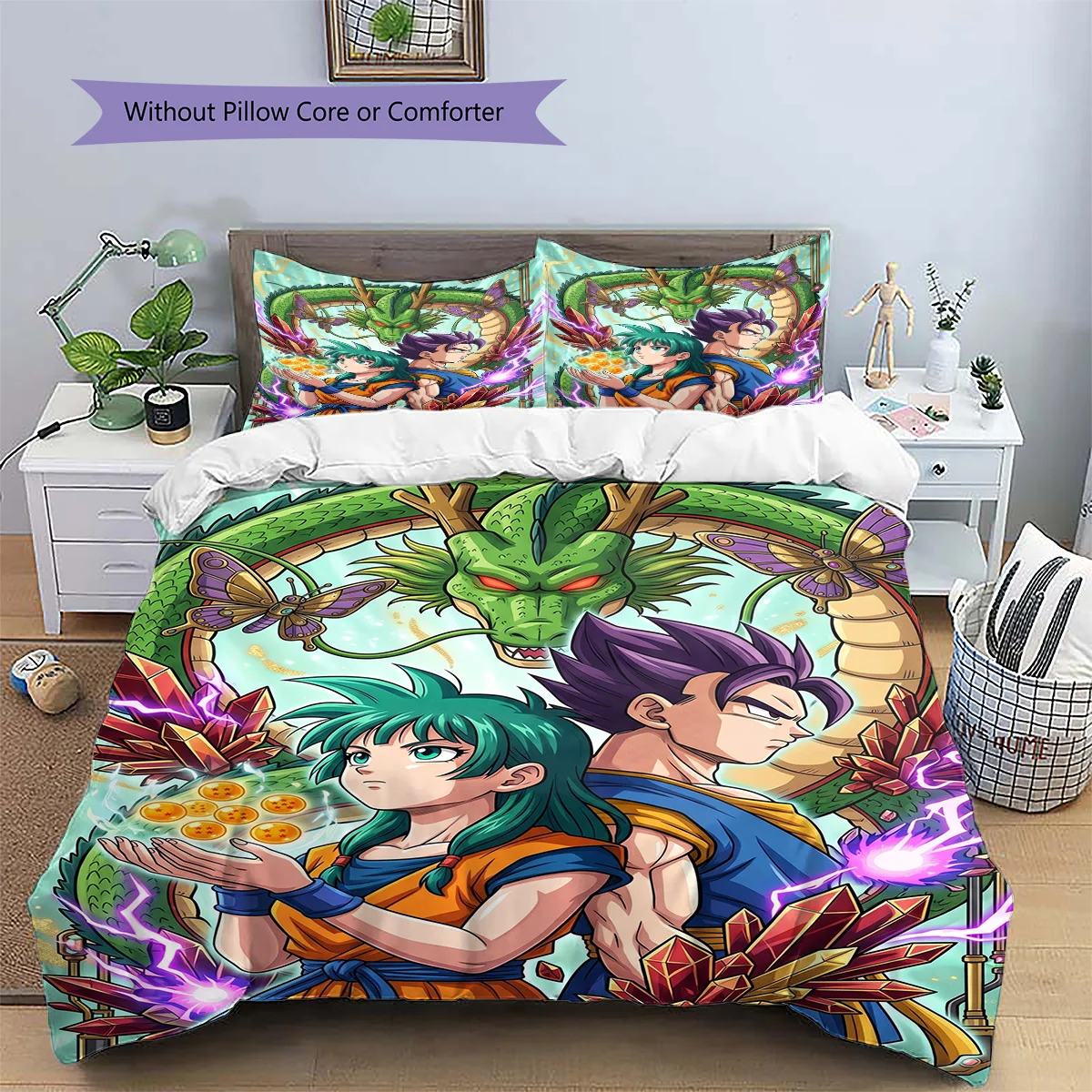 Juego de Funda de Almohada y Funda Nórdica de Dragon Ball |   Ropa de Cama con Diseño de Dragon Ball |   Regalo para Fans YUN6511