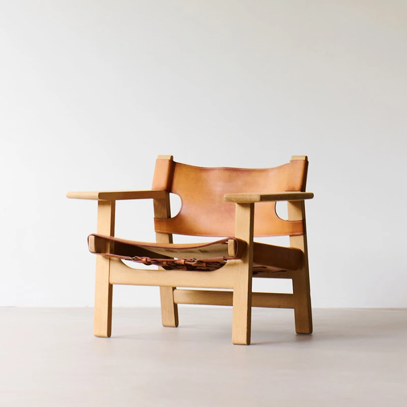 

Single sofa chair mortise and tenon log leather