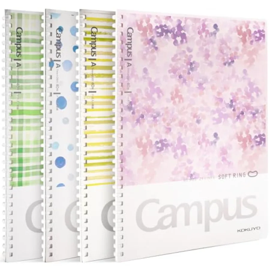 

Spiral Notebook Journal, 4 Pack Campus B5 Soft Ring Notebooks with A 7mm Rule, 40 Sheets, Aesthetic 1 Subject Notebook in Blue