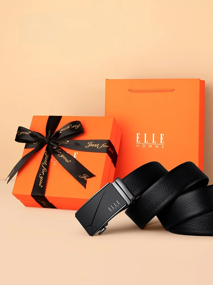 ellehomme-genuine-leather-belt-men's-waist-belt-simple-style-youth-and-middle-aged-suitable-automatic-buckle-alloy-material