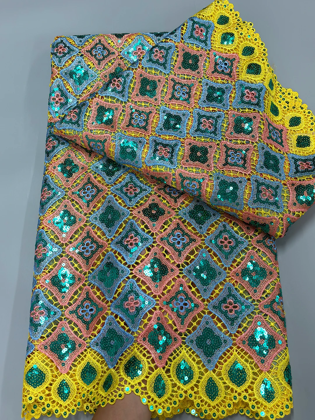 

Luxuer African Sequins Lace Fabric 2025 High Quality Material Nigerian Guipure Cord Lace Fabric for Wedding Party Dress Sewing