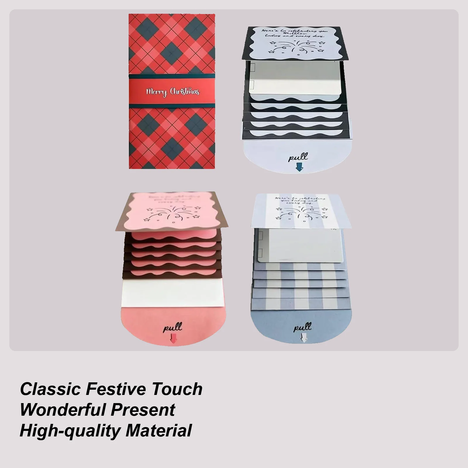 Handmade Waterfall Christmas Gift Card Booklet Pull Out Decorative Booklet Waterfall Greeting Card Holder DIY (no Gift Card)
