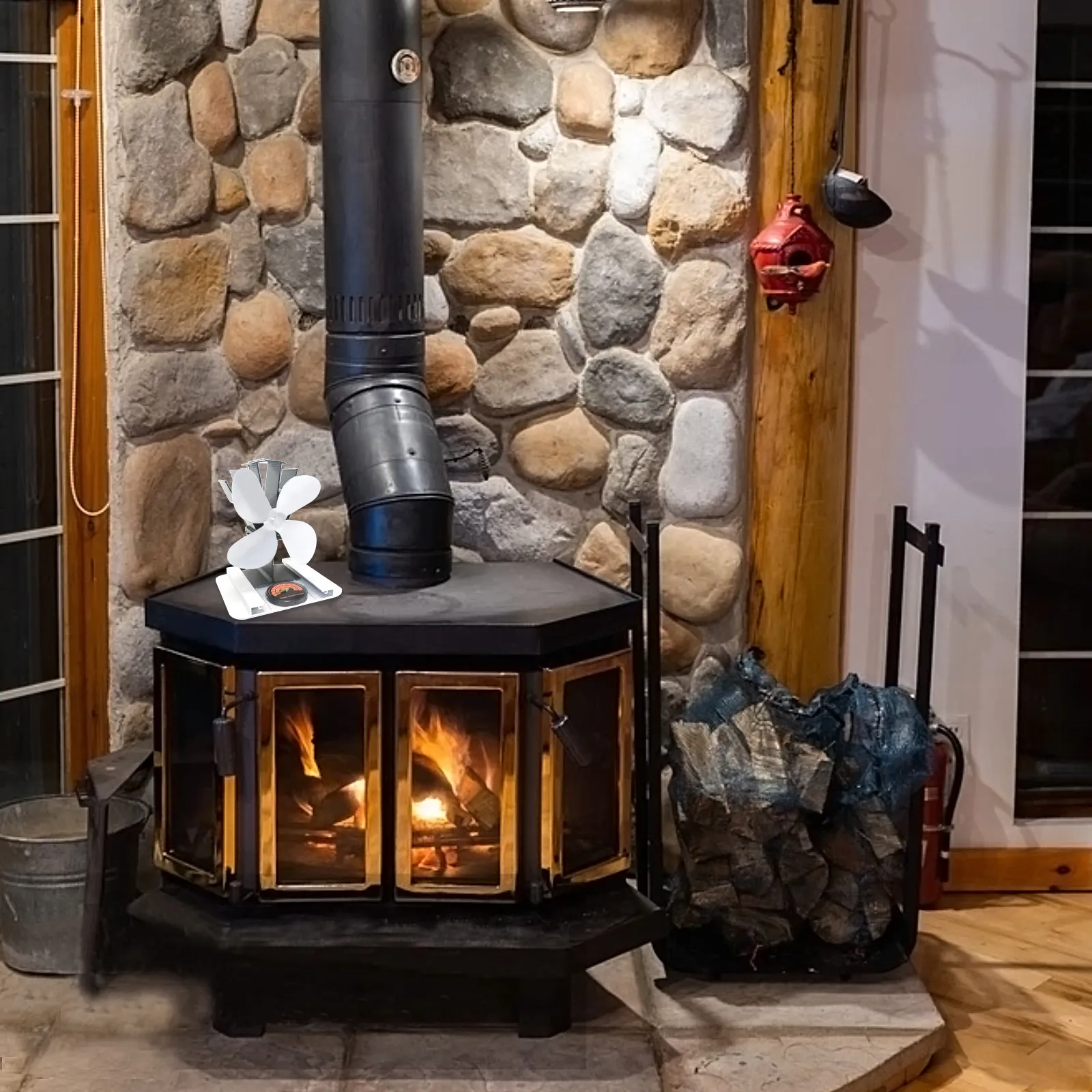 

4 шт. теплоприводных вентиляторных лопастей из алюминиевого сплава для каминных печей: бесшумная работа, эффективная циркуляция