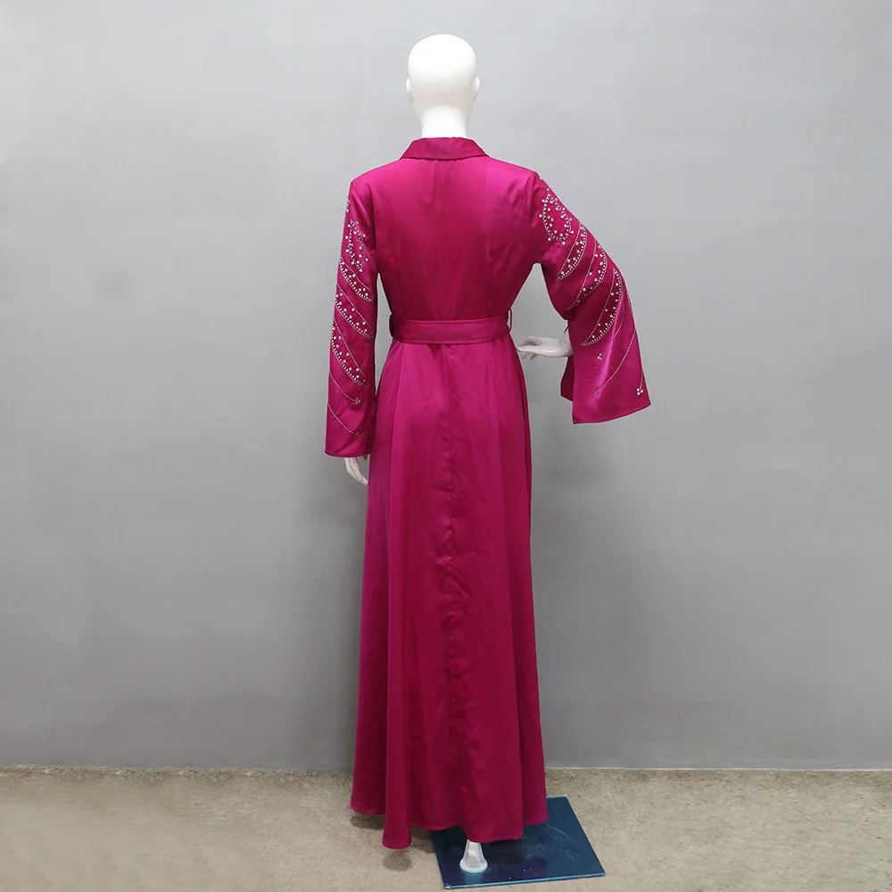 Imagem -06 - Vestido Maxi Longo Diamante Abaya Muçulmano para Mulheres Vestido de Noite Elegante Turquia Dubai Eid Kaftan Islâmico Árabe Marrocos Jalabiya