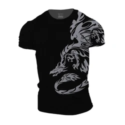 Fashion Men'S T-Shirt Animal Totem Print T Shirt For Men Oversized-Shirts Simple Short Sleeved Tops Street Casual Men'S Clothing