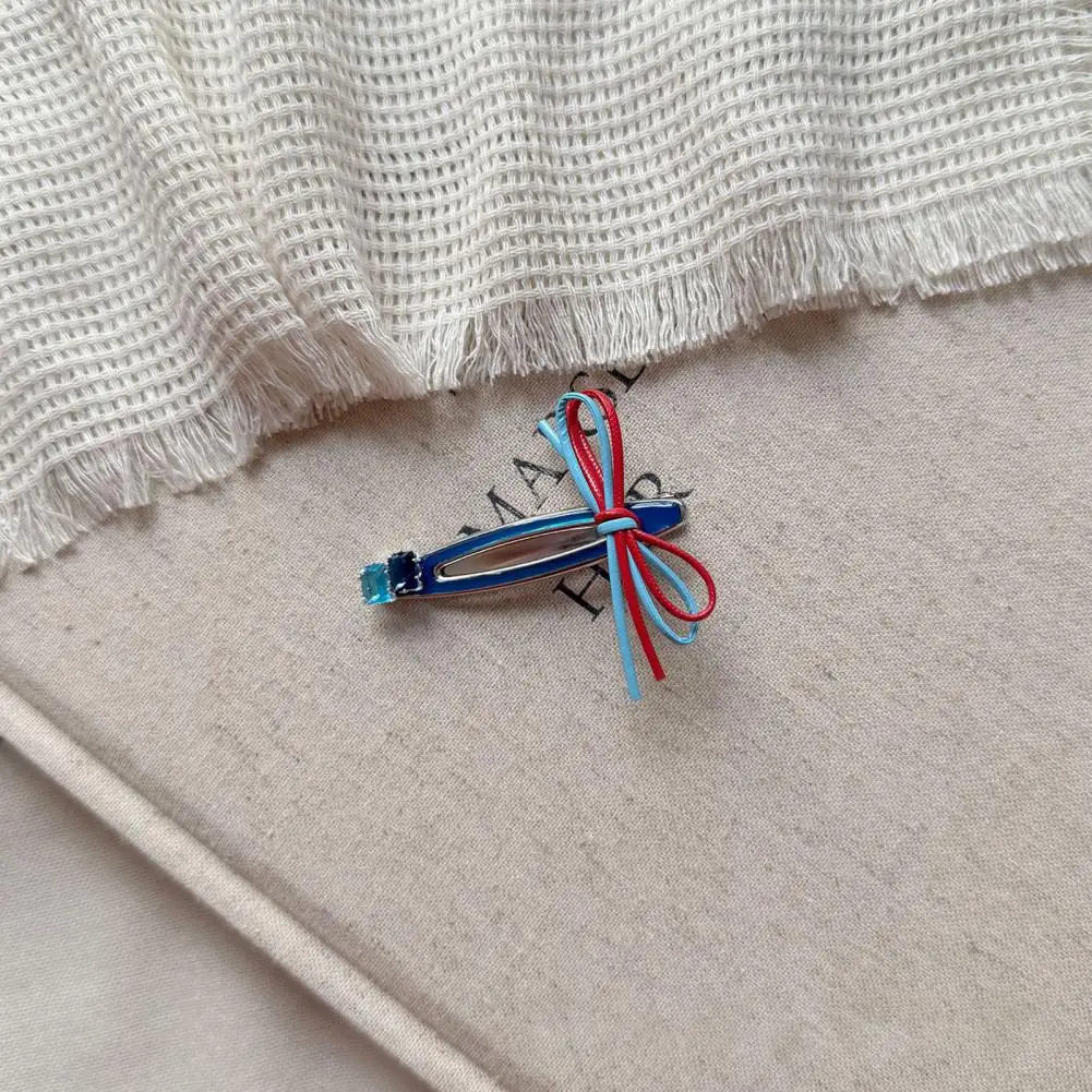 

Набор из 2 разноцветных заколок для волос в стиле макарон, с блестящими стразами и бантом из ленты, универсальные, для женщин