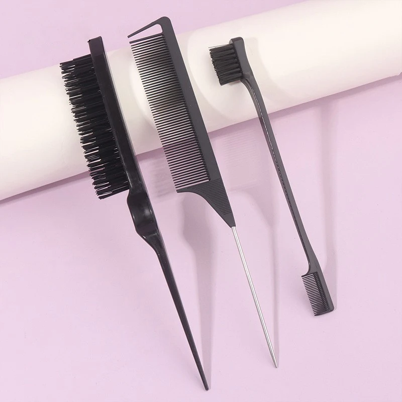 

3pcs/lot Double Sided Edge Control Brush Set Hair Styling Brush Accessories New Oil-Baked Brush Comb Styling Partition Comb