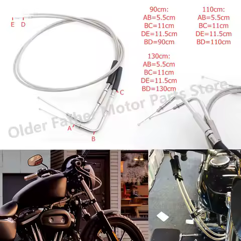 90cm/110cm/130cm Throttle Line Motorcycle Steel Wire Throttle Cable For Harley Sportster XL883 XL1200 Dyna Softail Electra Glide