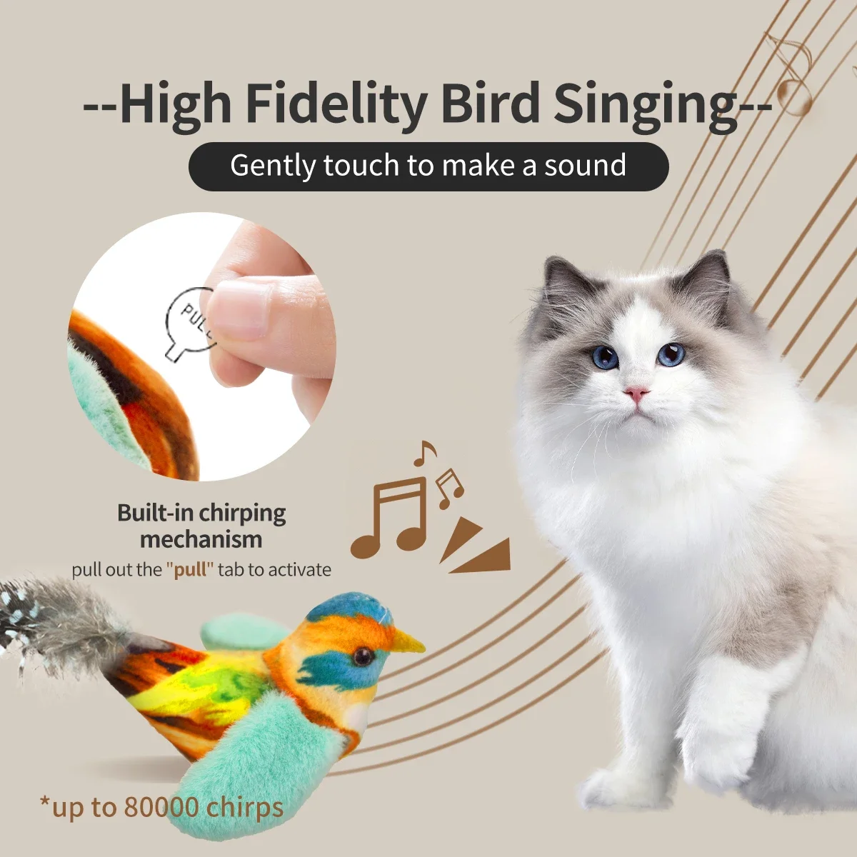 Chirp Bird Toy for Kitten, Interactive Cat Toy, Catnip Toy, Stress Relief, Bird Cat Toy Cat bowl Breathing otter Cat toys Catnap