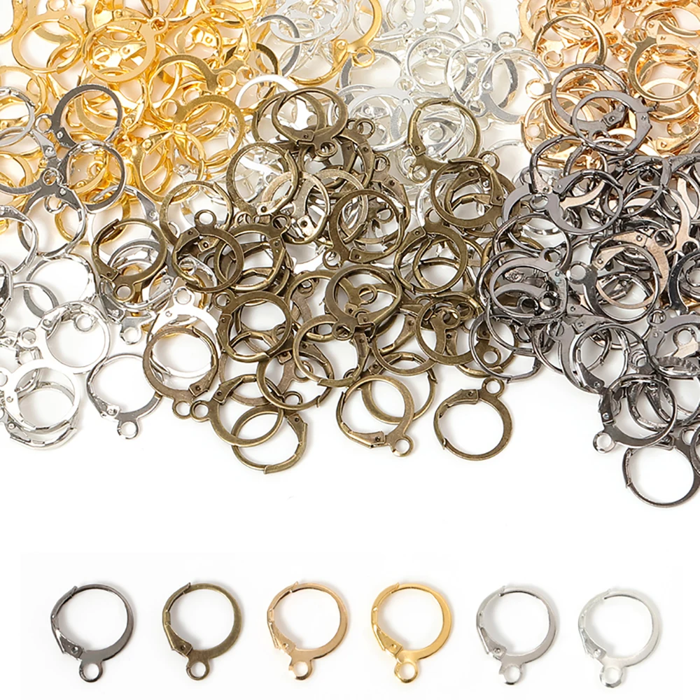 

50pcs French Earring Hook Round 13x15mm Earwire Ear Clip Setting Base Accessories for Jewelry Making Earrings DIY Components