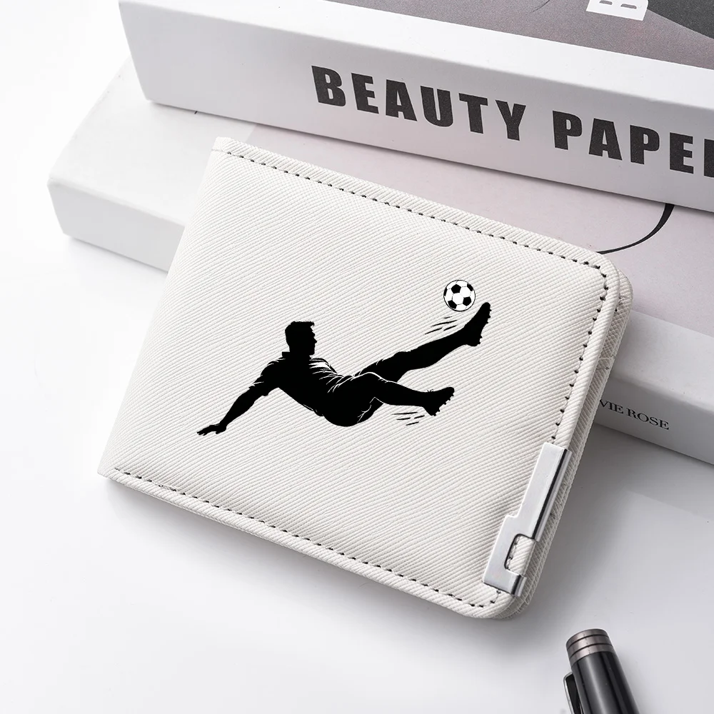 Men Bifold Wallet Football Player Print PU Leather Short Purse Male Multi Card Holder Casual Soccer Fans Gift Wallet