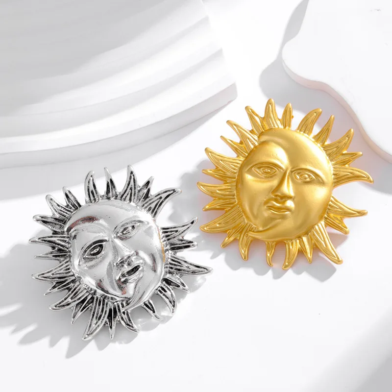 Neue Sonnengöttin Metall Brosche Elegante Sonne Mond Pin Kleidung Zubehör Tasche Kragen Pin Schnalle Schmuck Geschenke für Tägliche Party-Event