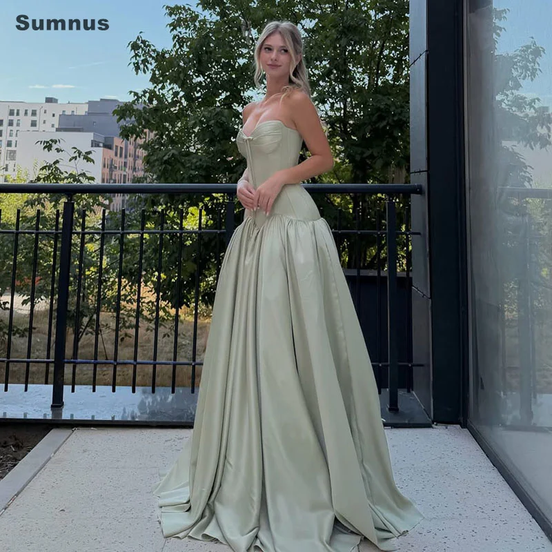 Sumnus Elegant Princess A-Line Evening Dresses Sweetheart Draped Sleeveless Maxi Prom Dresses Birthday Party Dress Customized