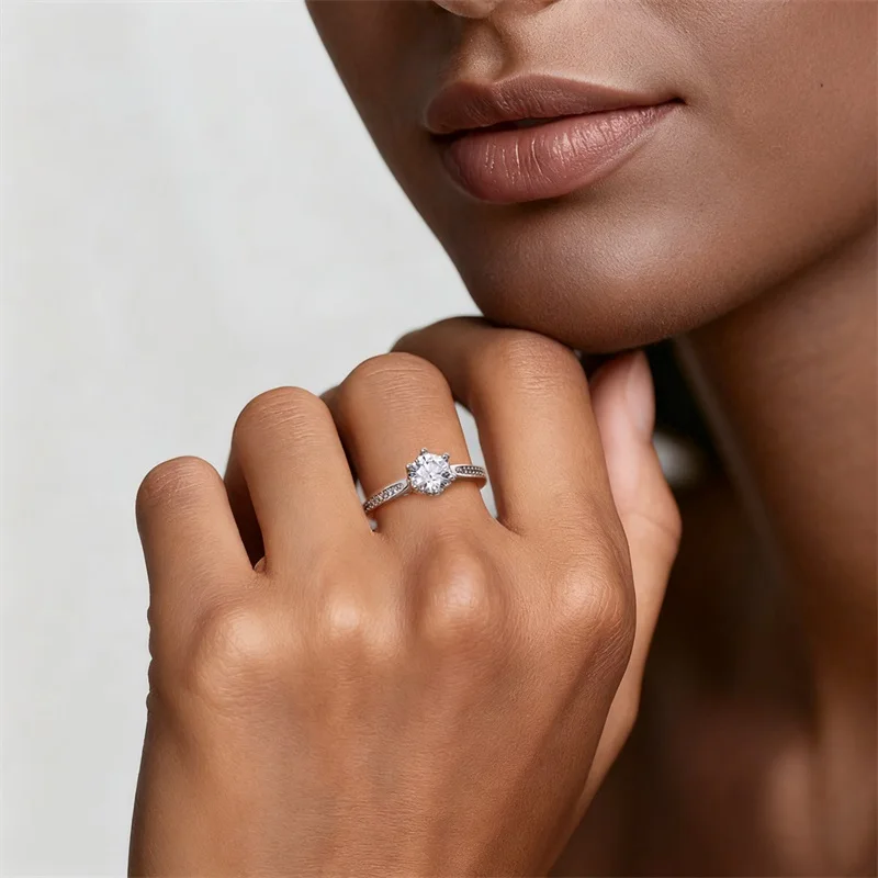 Women's Simple Design 925 Sterling Silver Engagement Ring