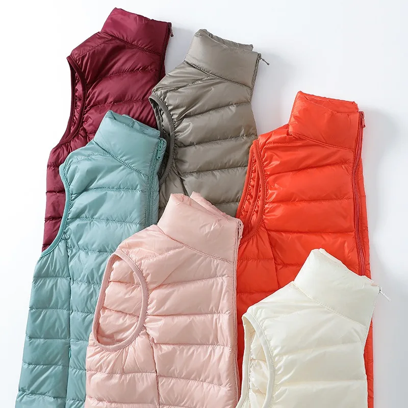 11 Colors Women Vest 2023 New Spring Female Windproof Lightweight Warm Waistcoat Sleeveless Puffer Coat White Duck Down Parka