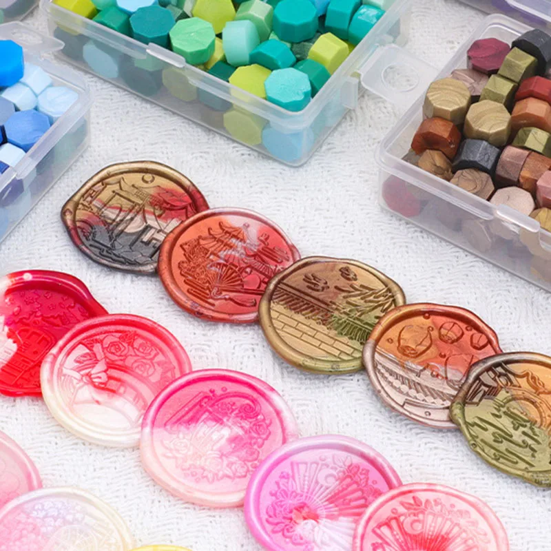 100pcs/Box Wax Seal Stamp Kit Colorful Mix Beads Retro Stamp Wax Particals DIY Wedding Decoration Craft Wax Card Making Tools