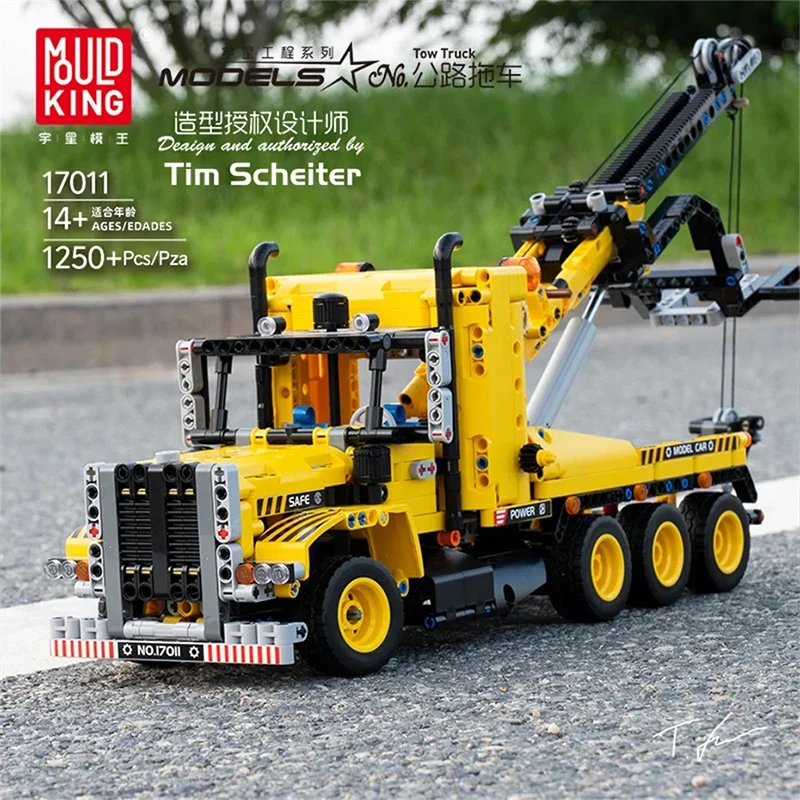 MOLD KING 17011 klocki do budowy High-Tech MOC-43434 model holowarki montaż cegieł przyczepa drogowa zabawki dla dzieci prezenty bożonarodzeniowe dla dorosłych
