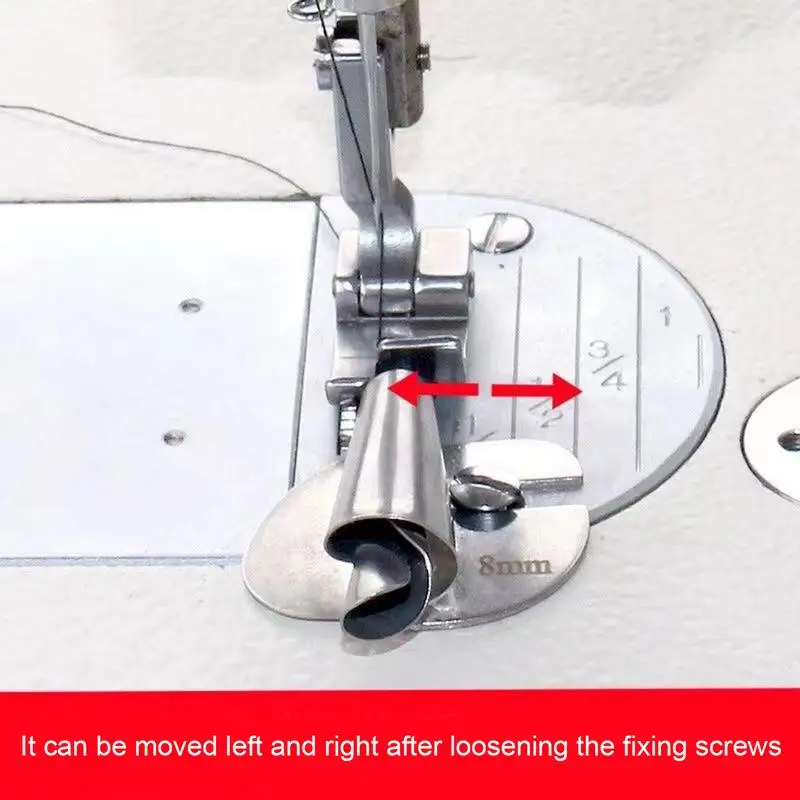 Universal Wide Rolled Hem Presser Foot Sewing Machine Stainless Steel Rolled Hemmer Foot Rolled Hem Attachment 3-10mm 8 Sizes