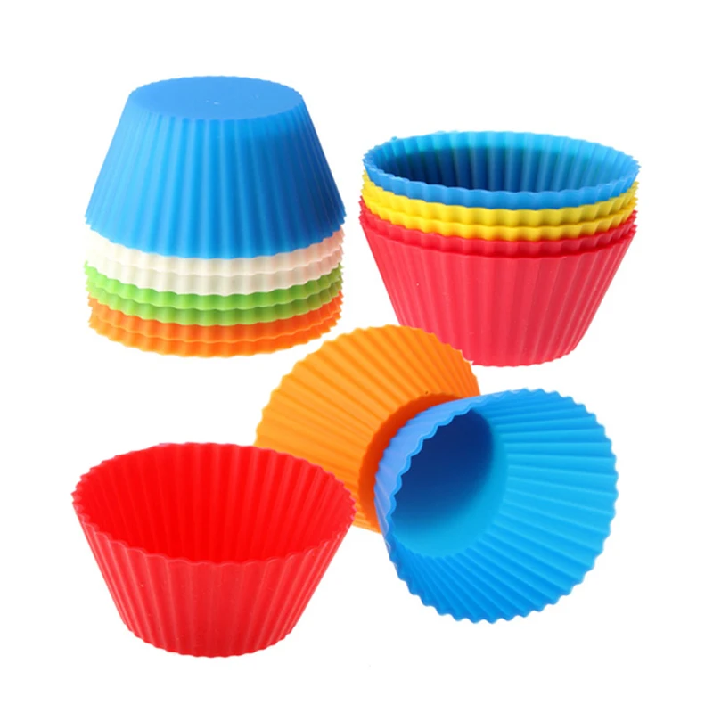 

12 Pcs/Set Cupcake Muffin DIY Mold Silicone Cake Cup Chocolate Round Baking Mould xqmg