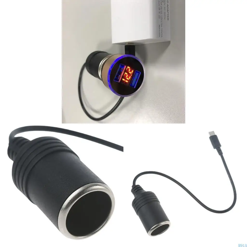 

R91A USB C PD Тип C Самцовый кабель для автомобильного розетки для автомобильного кабеля для автомобильного DVR E-Dog GPS
