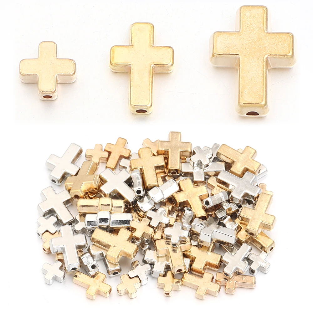 50-100pcs/lot CCB Cross Beads 8X8mm 9X13mm 12X16mm Loose Spacer Beads For Jewelry Making DIY Bracelet Necklace Accessories