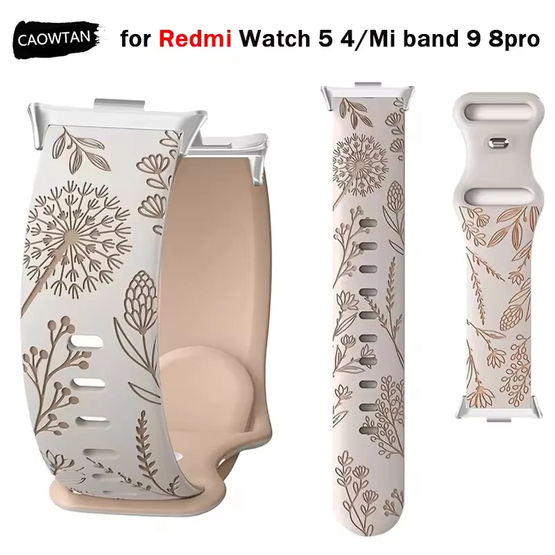 Für Redmi Uhr 5/4 Strap Silikon Schnitzereien Band für Mi band 9pro 8pro Sport Smartwatch Gravierte Armband Zubehör Correas