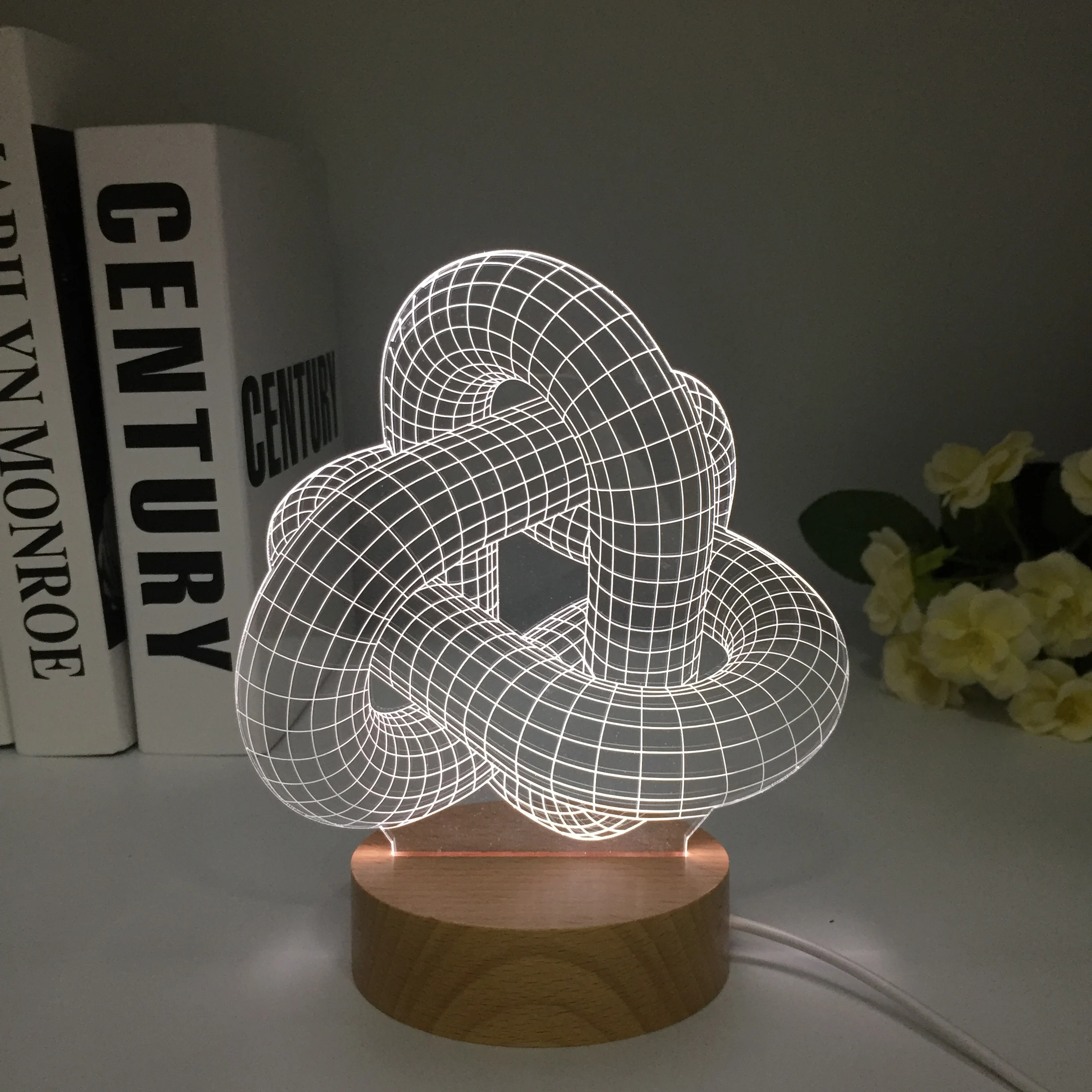 Wooden 3D LED Lamp Light USB Knot Abstract Night light Colorful Wood lava lamp for Christmas Gift Present Dropshipping