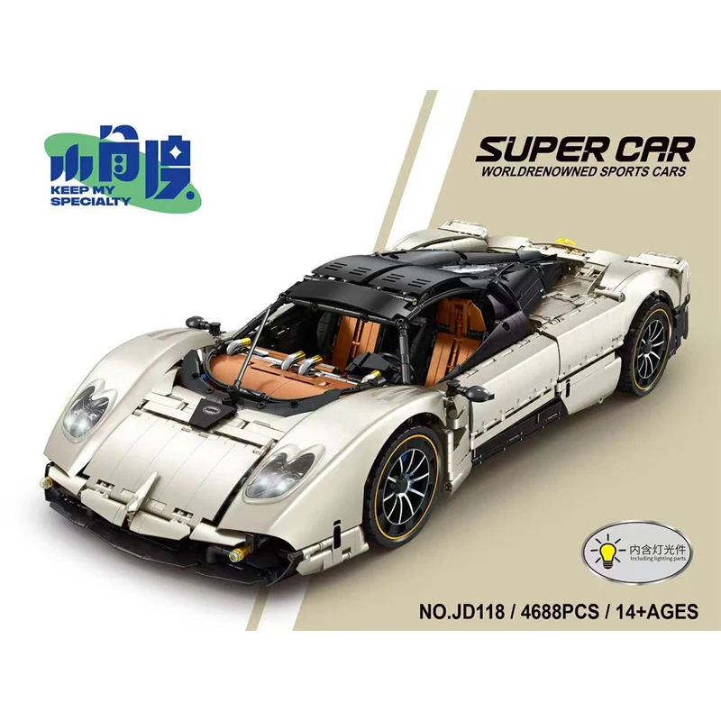 IN STOCK JD118 Technical 1:8 Sports Car Utopia C10 Building Blocks Bricks Assembling Model Toys for Boys Christmas Gift Sets