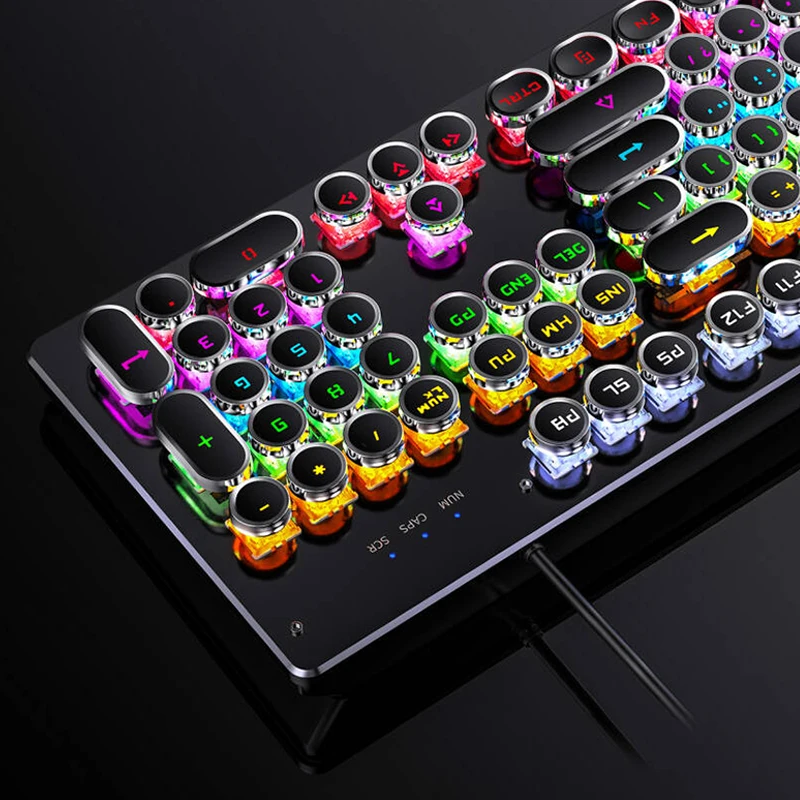 

Punk Mechanical Gaming Keyboard – 104 Keys RGB Dynamic Lighting, Hot-Swappable, USB Wired for PC Mac Gaming Enthusiasts