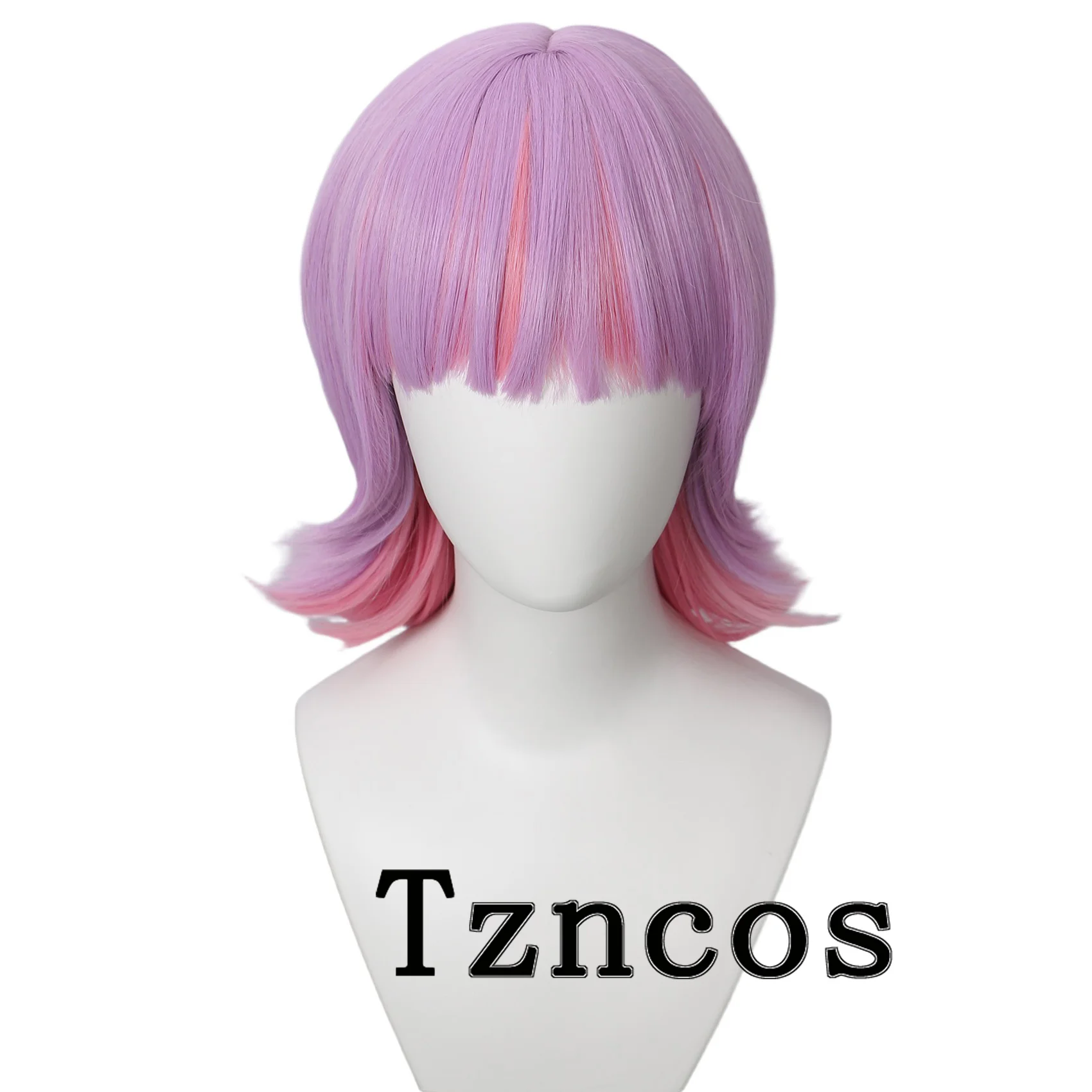 

Tzncos Женский светло-фиолетовый и розовый короткий парик Боб Хэллоуин Парик для ролевых игр