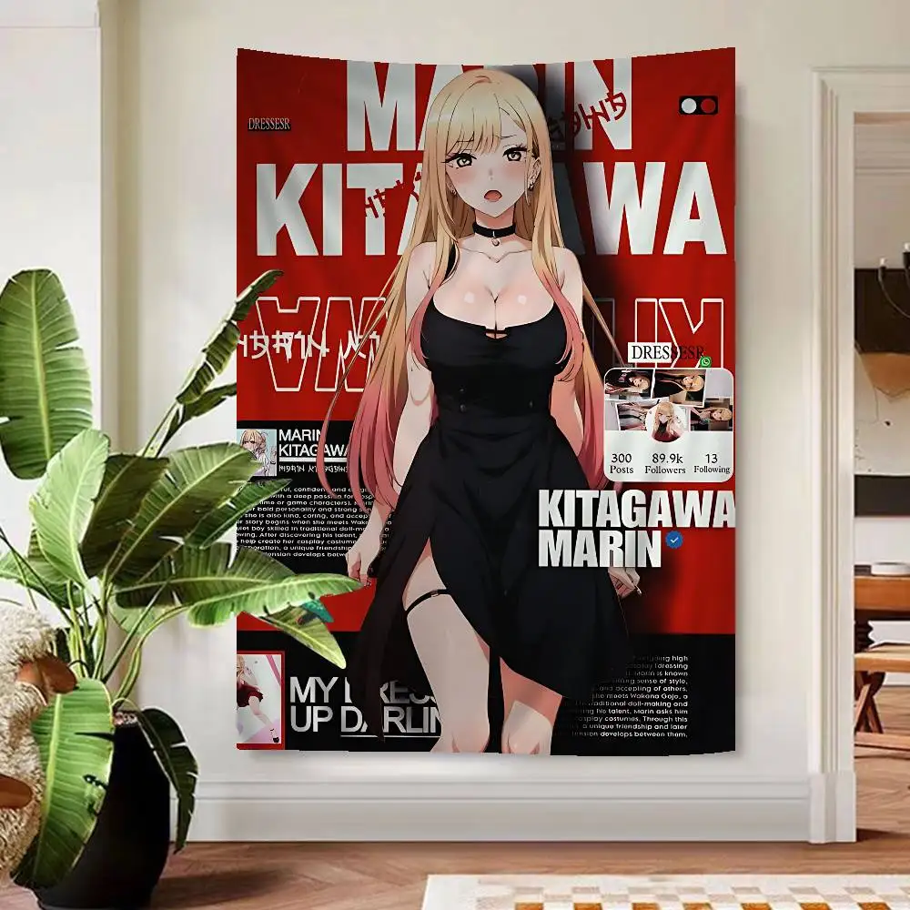 Tapestry for Bedroom Large Wall Tapestry Red Hair Elf Ears Demon Girl Anime Gothic Bedroom Decor Wall Hanging