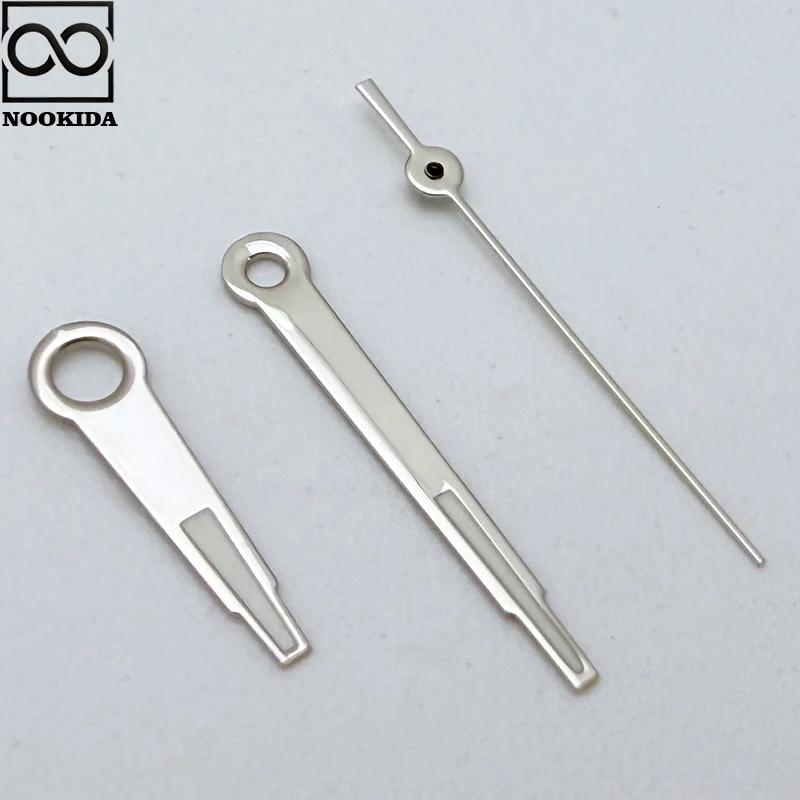 NOOKIDA NH35 シルバーシンプルなポリッシュ時計針グリーン発光フィット NH35 自動運動機械式時計アクセサリー