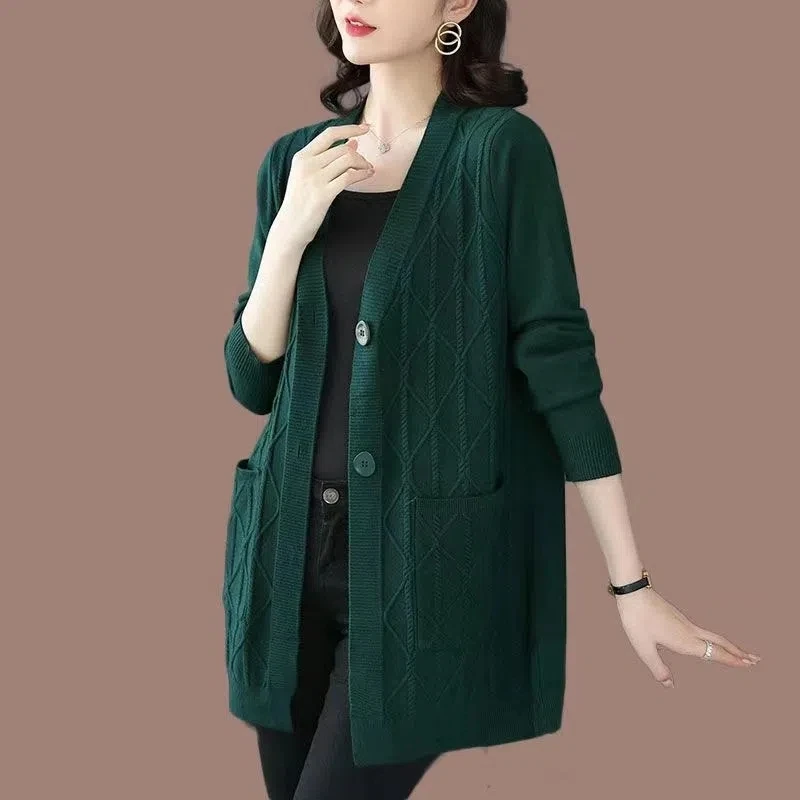 Women Sweater Cardigan 5XL 6XL 7XL Large Size Middle Aged Clothes Mother Casual Loose Sweater Jacket Femme Knitted Cardigan Coat