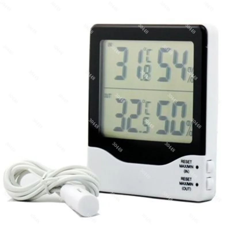 Large-screen industrial electronic temperature and humidity meter with probe, high-precision wall-mounted household indoor air