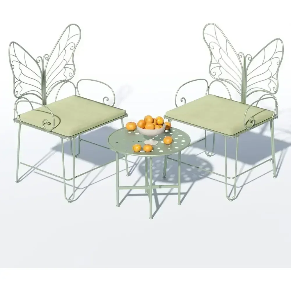 Sage Green Outdoor Patio Bistro Set with Coffee Table and Cushions for Backyard, Porch, Lawn, or Poolside (21.25'')