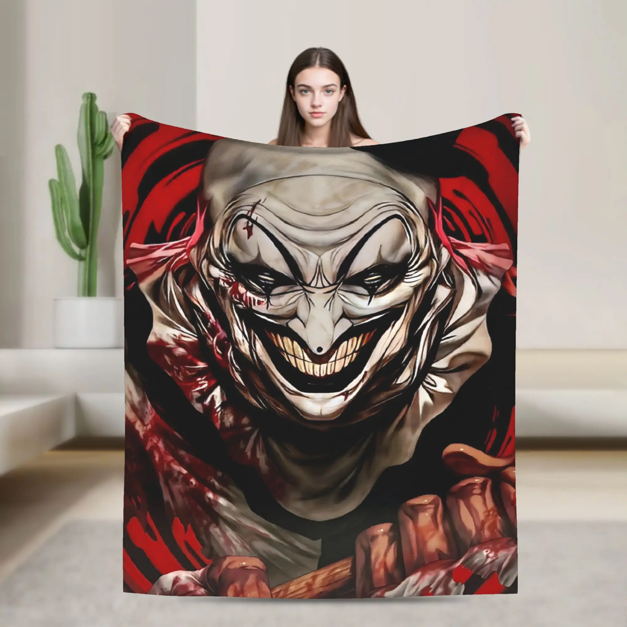 Terrifier Flannel Blankets Horror Movie Funny Throw Blankets for Home 200x150cm Rug Piece