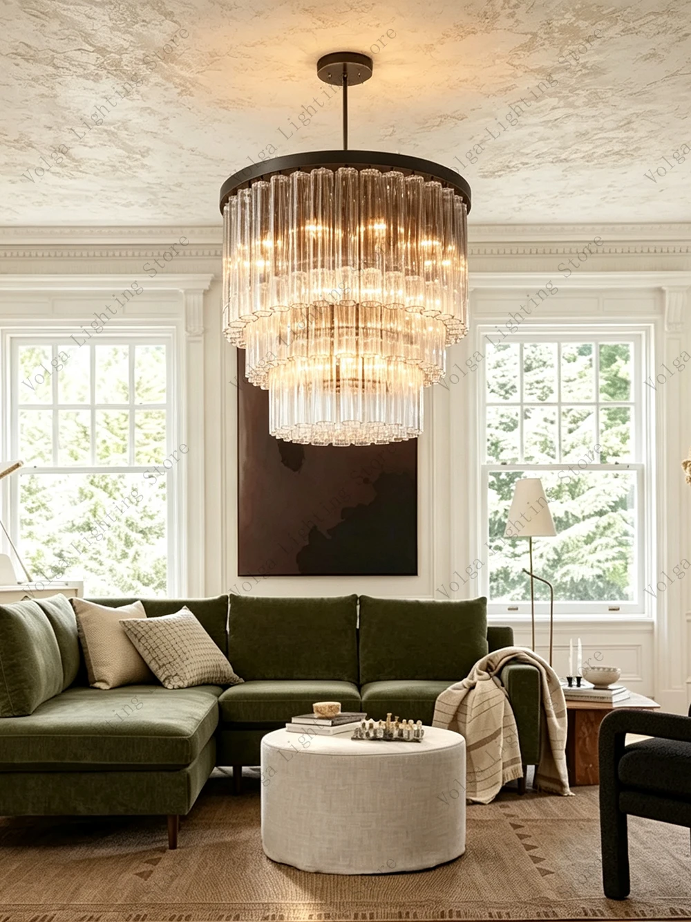 Lustre moderne en cristal de verre noir de luxe, décoration intérieure, lustres haut de gamme de style américain pour salon