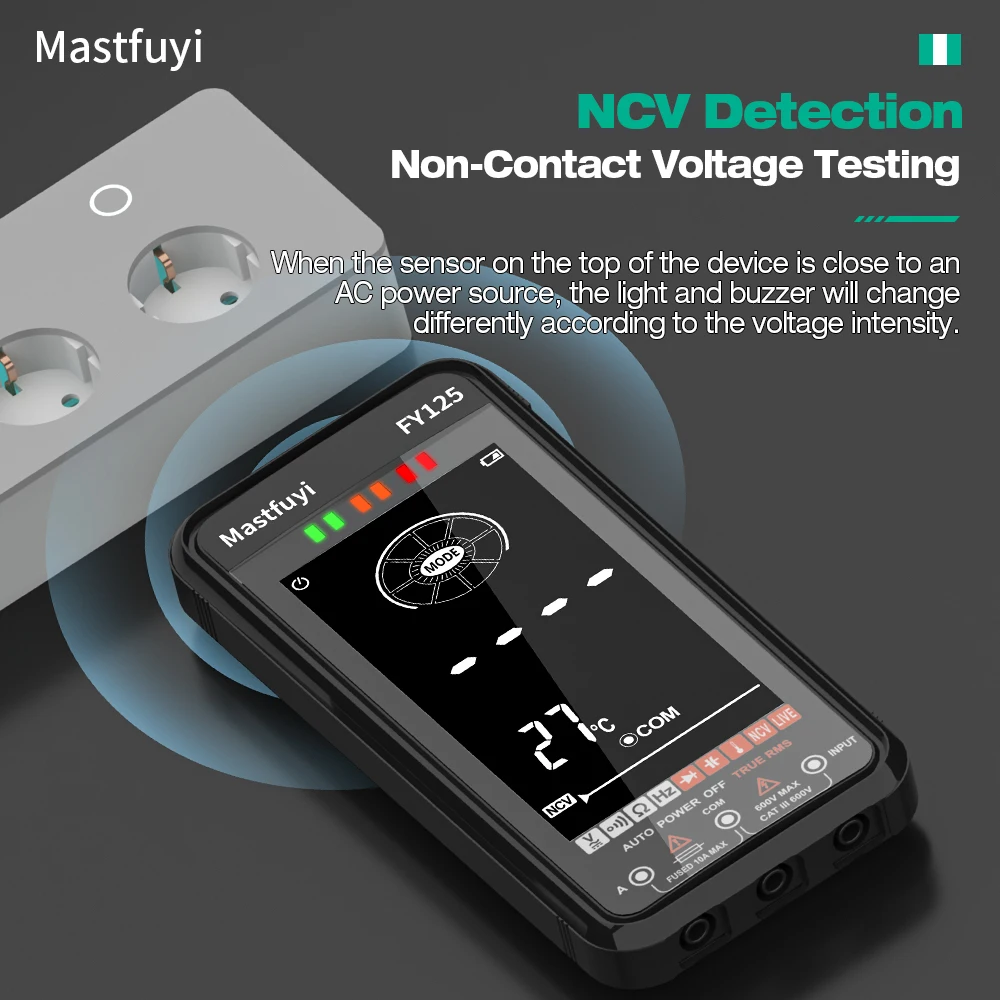 جهاز قياس متعدد رقمي بشاشة كبيرة أوتوماتيكية بالكامل من MASTFUYI مع عدد True RMS 6000، جهاز اختبار احترافي ذكي، أدوات كهربائية #5