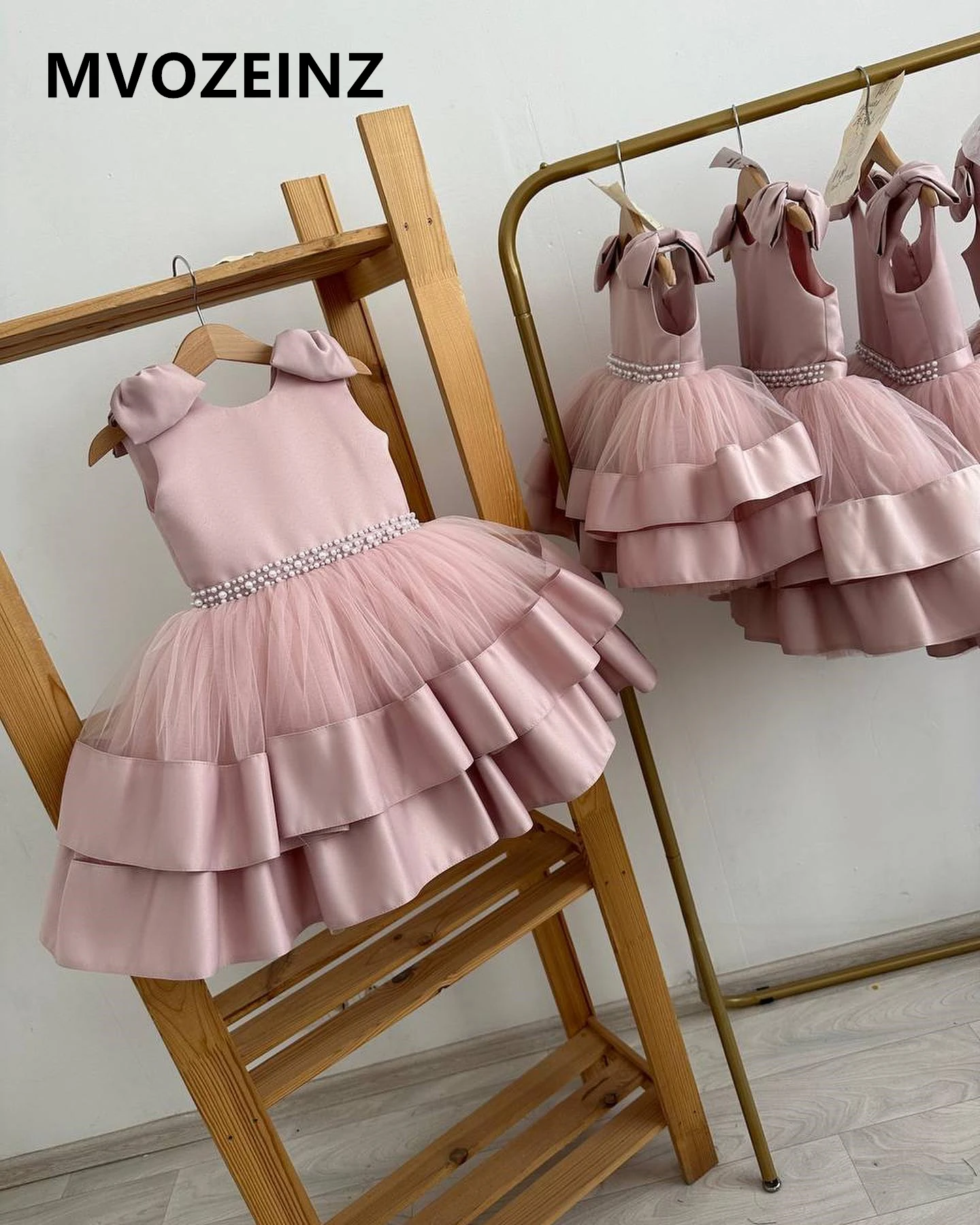 

MVOZEINZ милые платья для маленьких девочек, многослойные платья с бантом для девочек, платье принцессы с поясом из бисера, платье принцессы для маленьких девочек, первое причастие